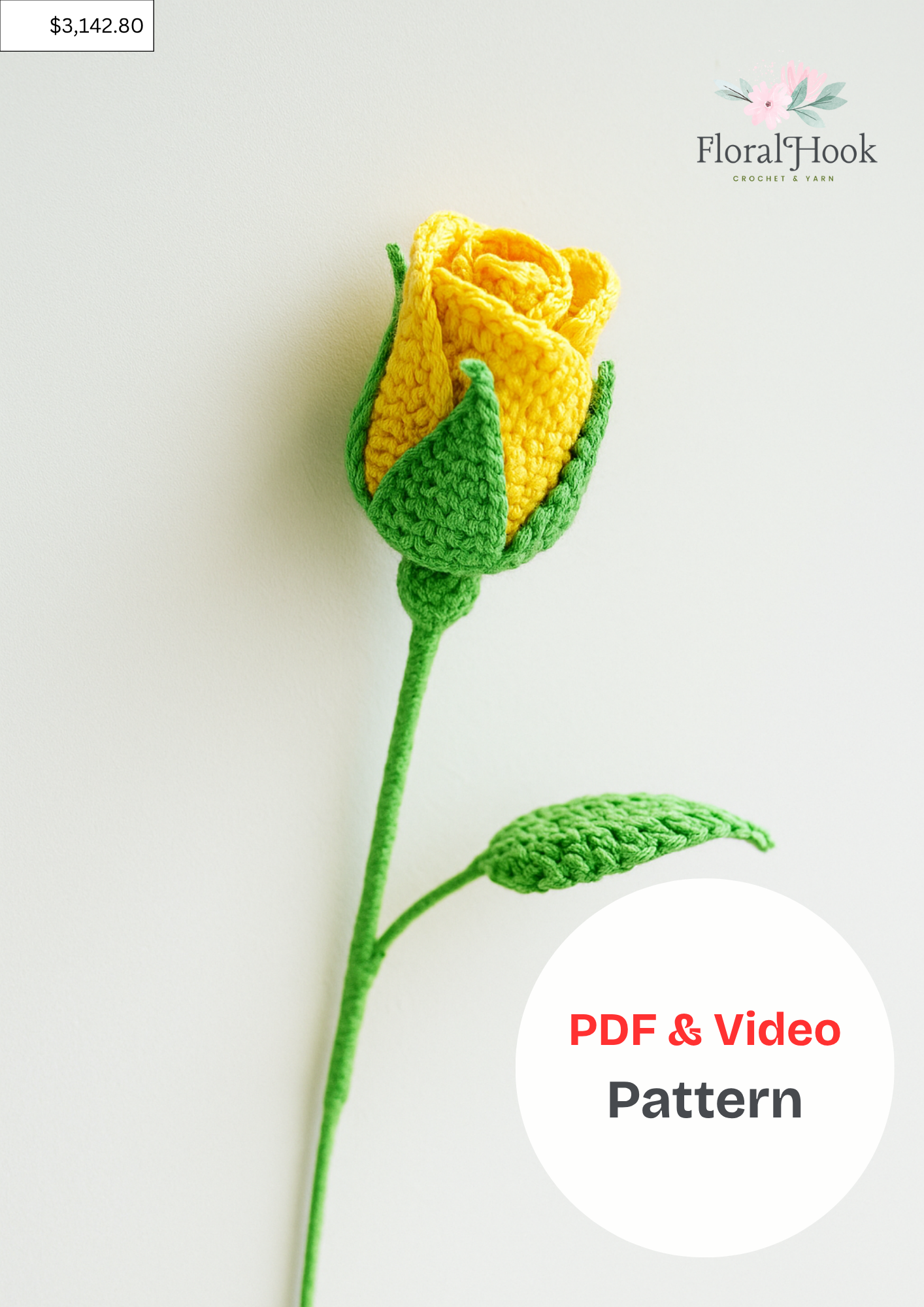 PDF & Video Pattern- Crochet Closed Rose