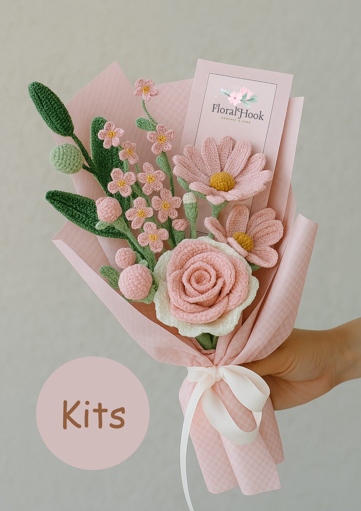 Pink Thai Rose Bouquet Kit- with video pattern