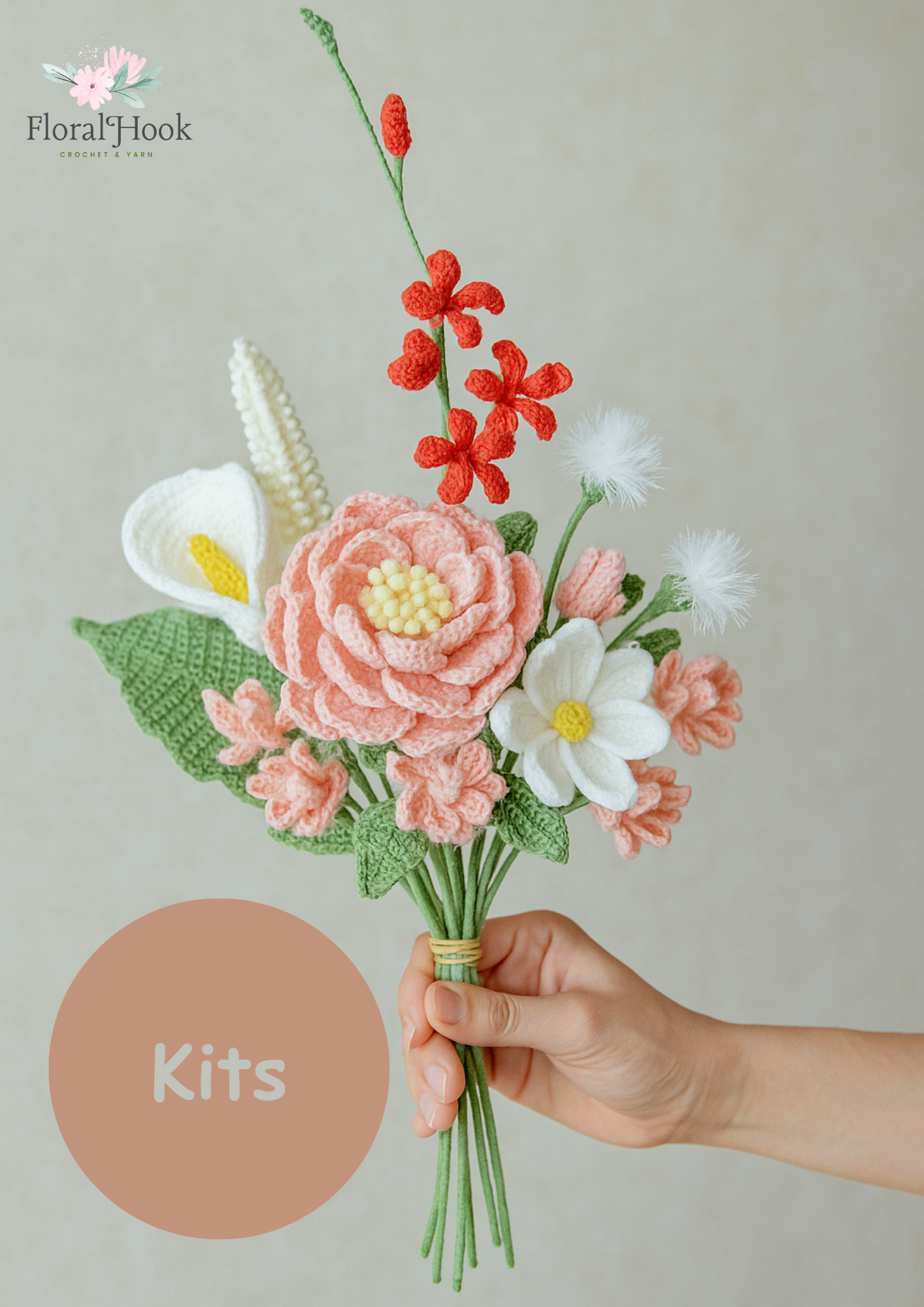 Peony Flower Bouquet Kit-with video & PDF pattern