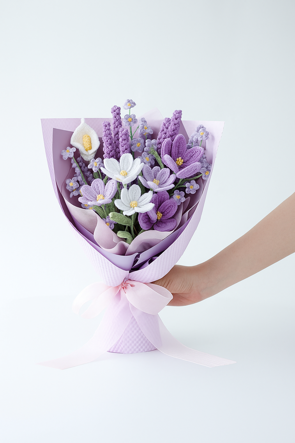 Lavender and Gesang Flower Bouquet Kit-with PDF & video pattern