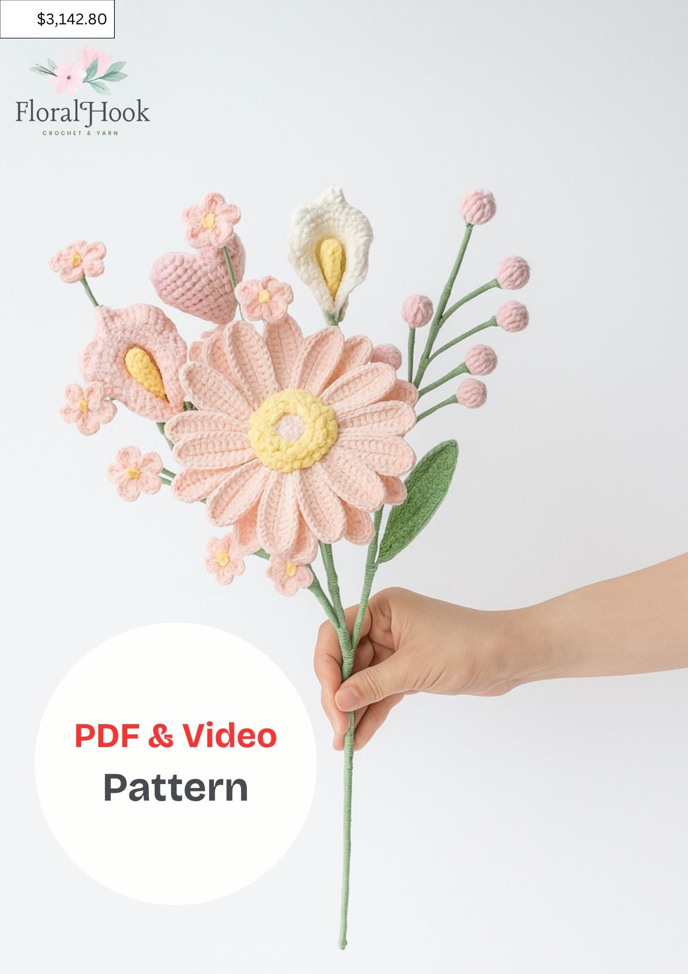 Pink Gerbera Bouquet Kit – with PDF & Video pattern
