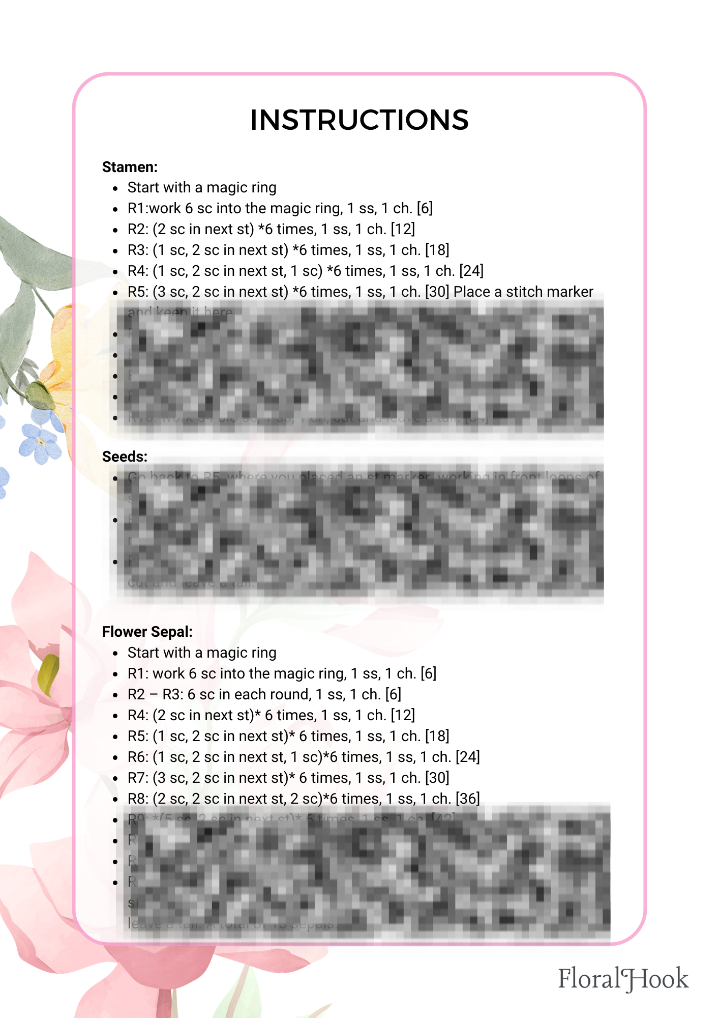 PDF & Video Pattern - Fleabane Flower