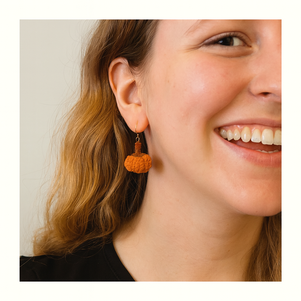 Earrings - Handmade Crochet Fruit Pumpkin