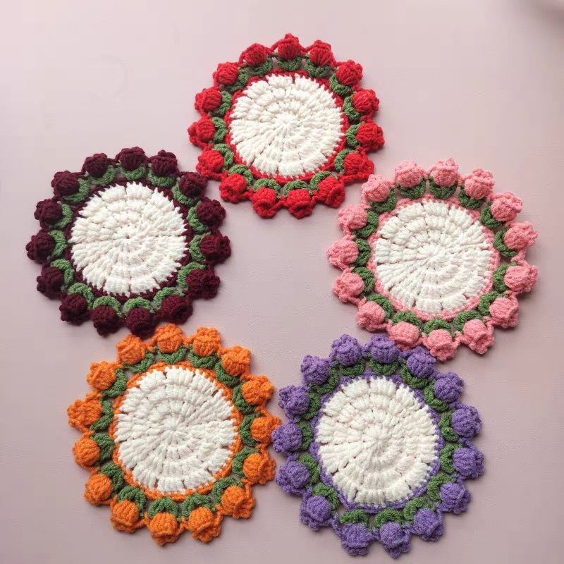 PDF & Video Pattern- Crochet Tulip Coaster