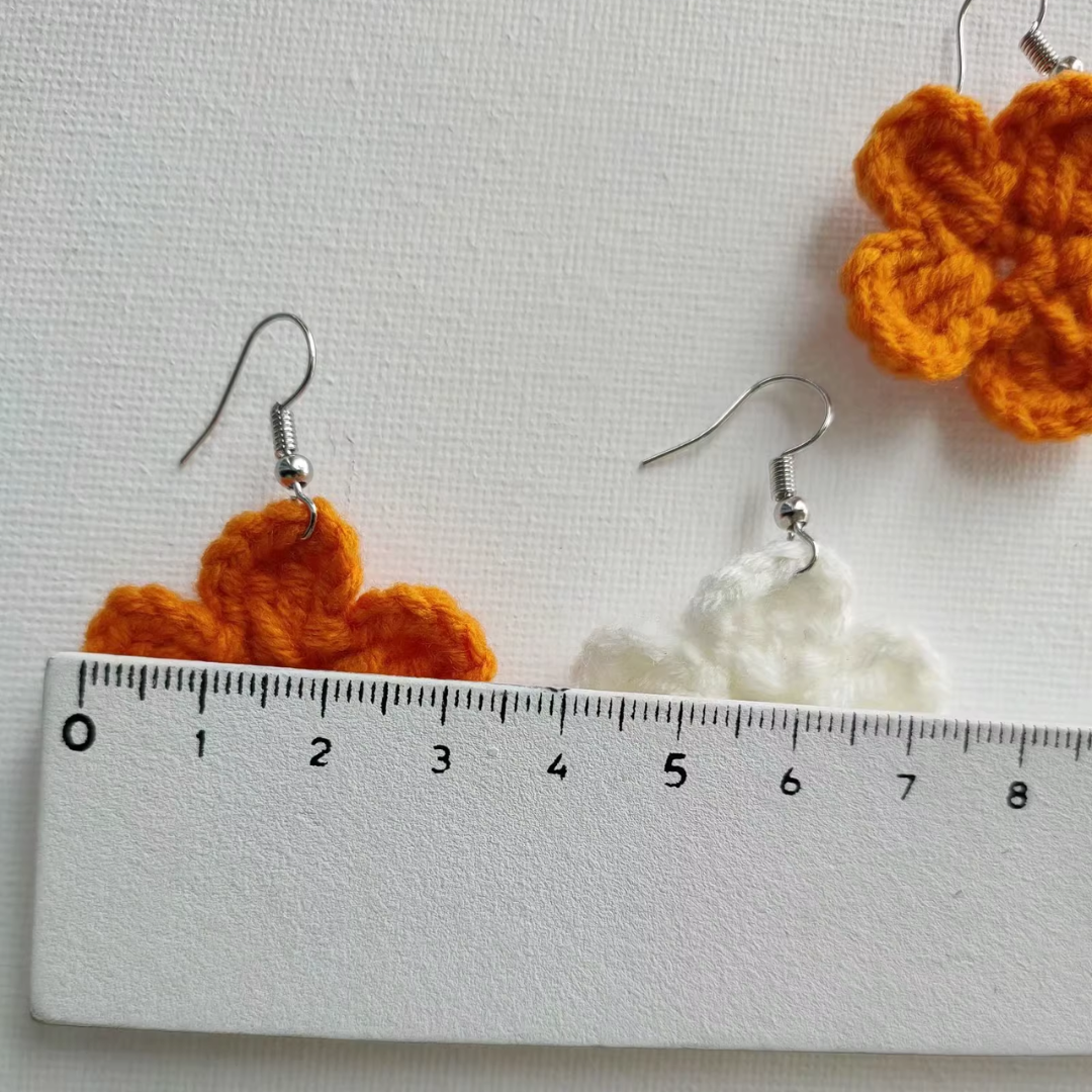 Earrings - Handmade Crochet Flower Autumn/Winter Vintage Style