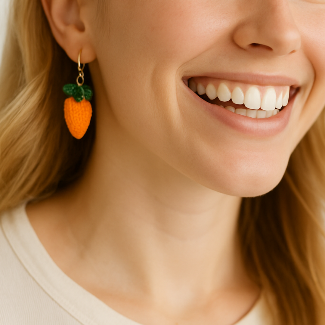 Earrings - Handmade Crochet Fruit Carrot