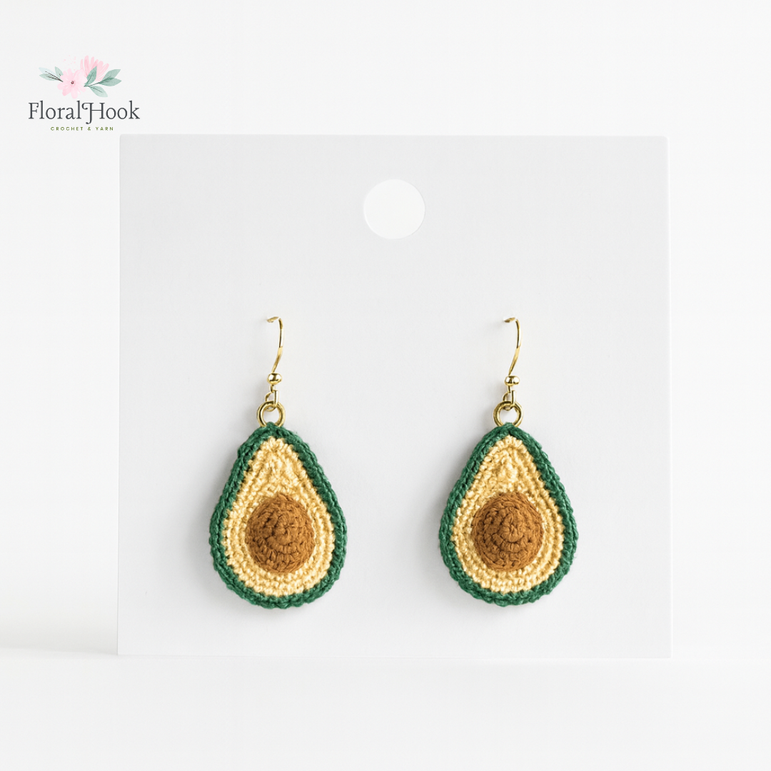 Earrings - Handmade Crochet Fruit Avocado