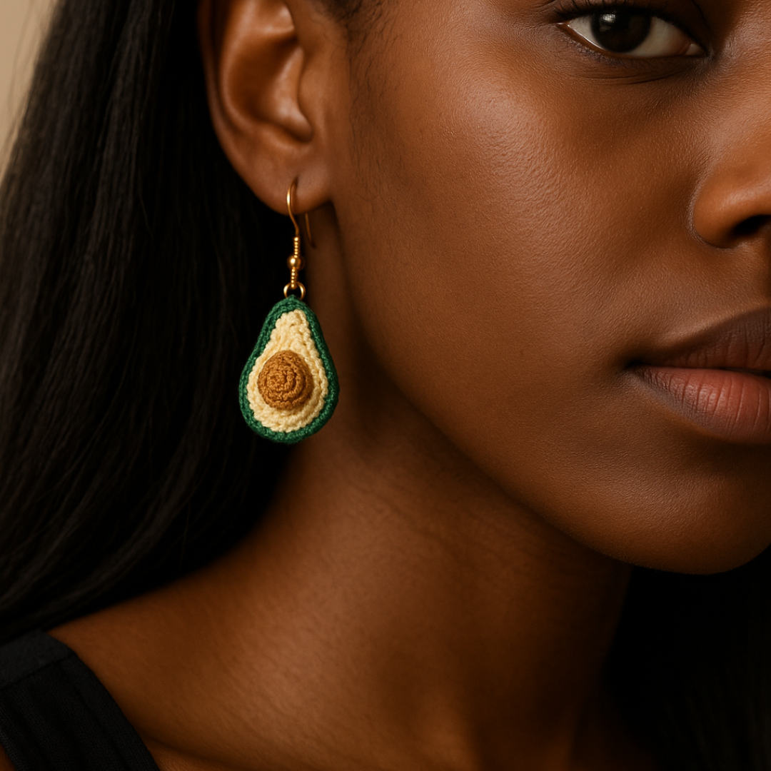 Earrings - Handmade Crochet Fruit Avocado