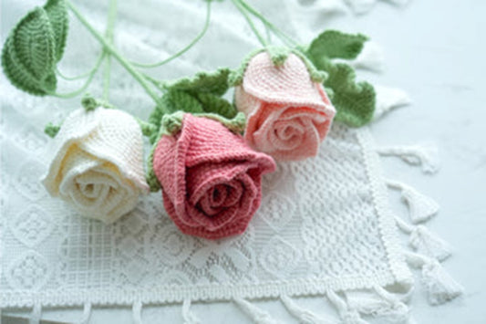 Flower Rose Crochet Free Pattern - Step by step for Beginners (Wineglass Rose)