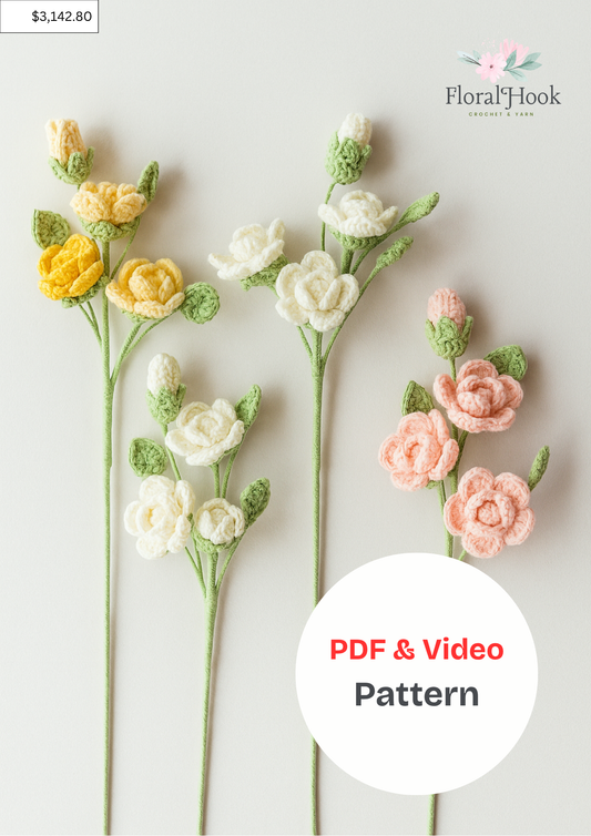 PDF & Video Pattern- Crochet Barbie Rose Flower