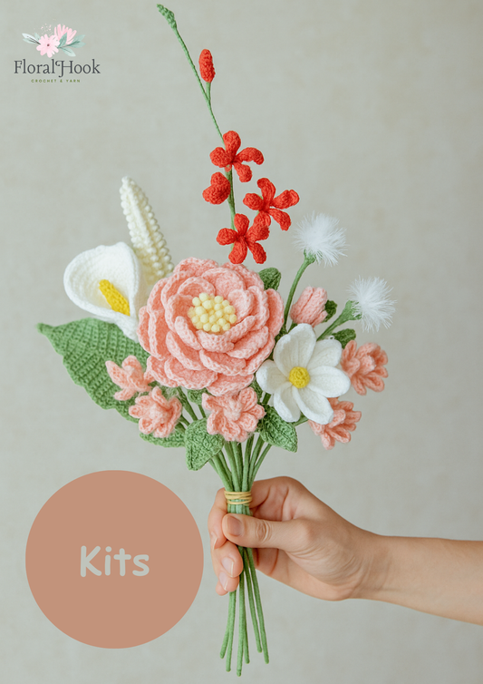Peony Flower Bouquet Kit-with video & PDF pattern