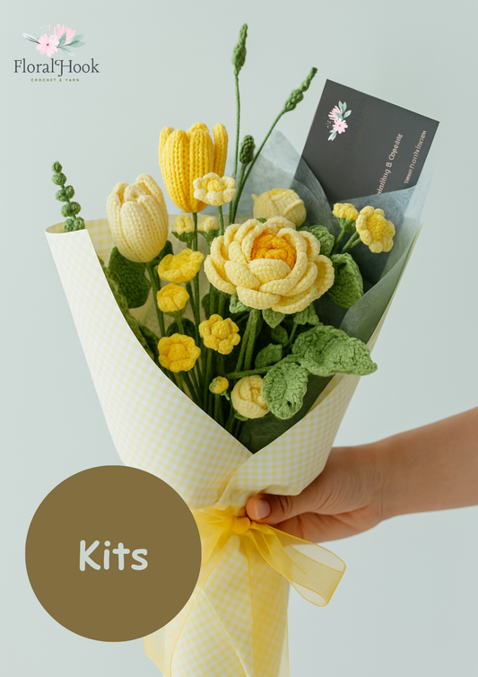 Yellow Rose and Tulip Bouquet Kit-with Video and PDF pattern