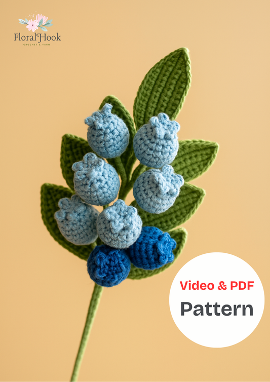 PDF & Video Pattern-Crochet Blueberry Branch