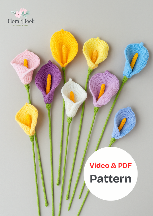 PDF & Video Pattern- Crochet Afghan Stitch Calla Lily