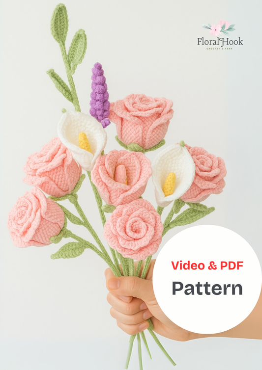 Rose and Calla Lily Flower Bouquet Kit - with video pattern
