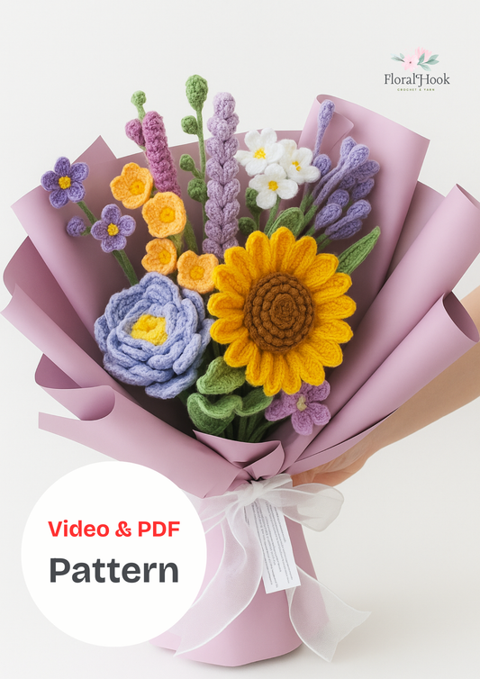 Sunflower and Peony Bouquet – with PDF pattern