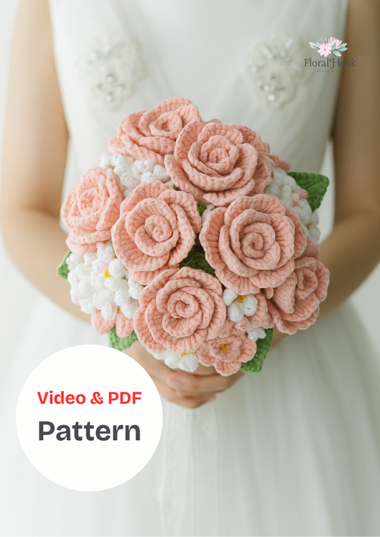 Pink Rose Wedding Bouquet Kit-with PDF pattern