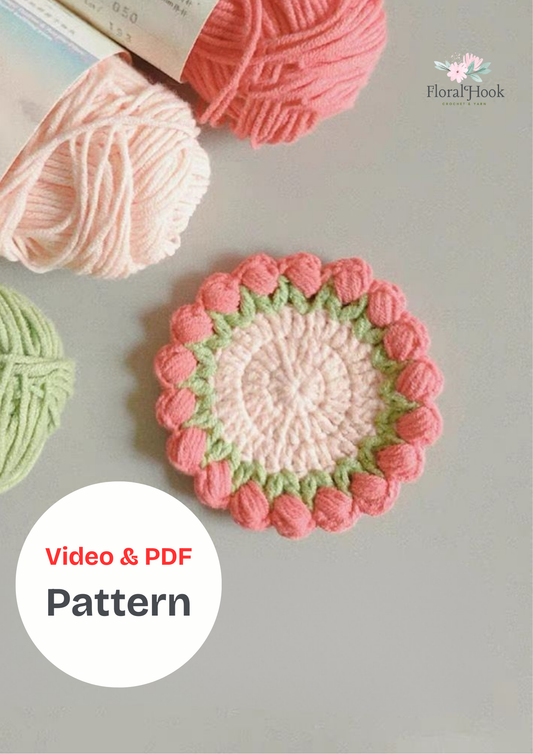 PDF & Video Pattern- Crochet Tulip Coaster