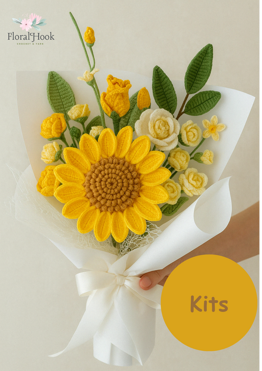 Sunflower and Rose Bouquet Kit – with video pattern