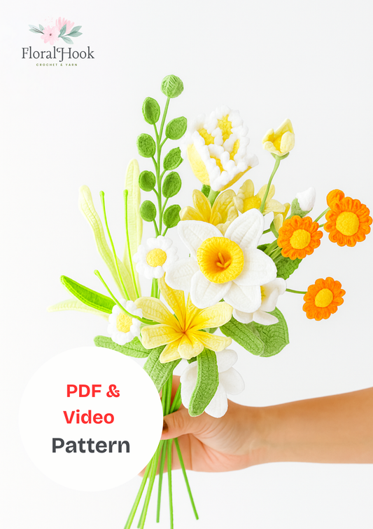 Daffodil and Lewisia Cotyledon Bouquet Kit -with PDF & Video pattern