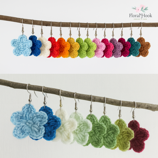 Earrings - Handmade Crochet Flower Autumn/Winter Vintage Style