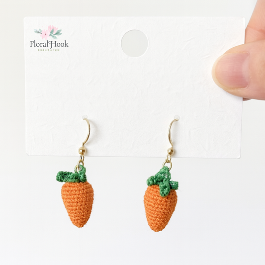 Earrings - Handmade Crochet Fruit Carrot