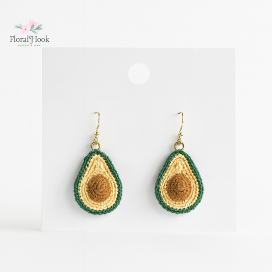 Earrings - Handmade Crochet Fruit Avocado